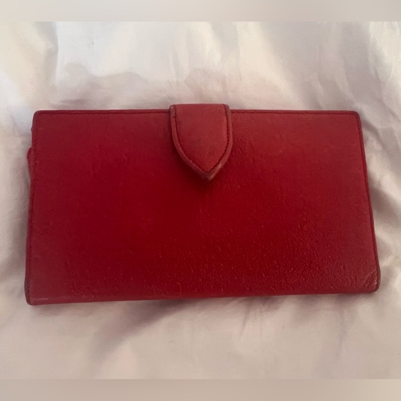 Smythson Leather Wallet - or Clutch - Red with Gold Accents - Picture 2 of 5